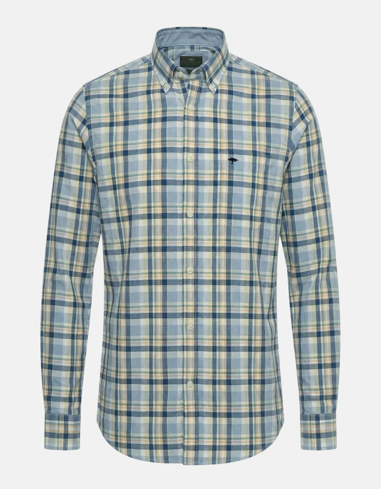 Washed Oxford Check Button Down Shirt Pale Yellow