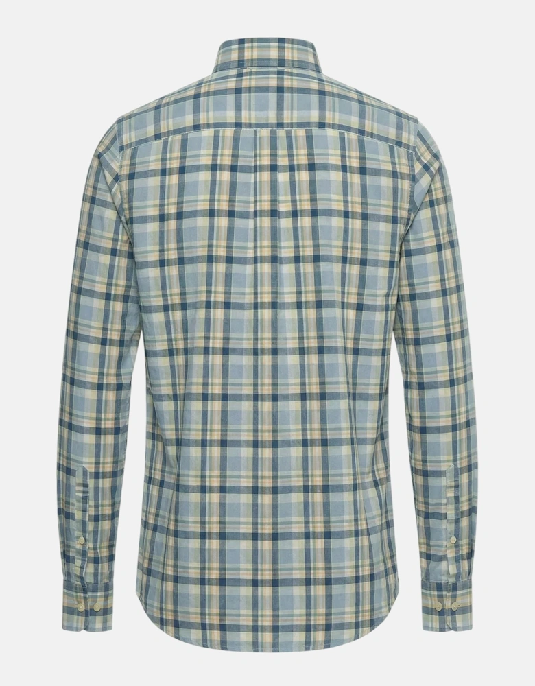 Washed Oxford Check Button Down Shirt Pale Yellow