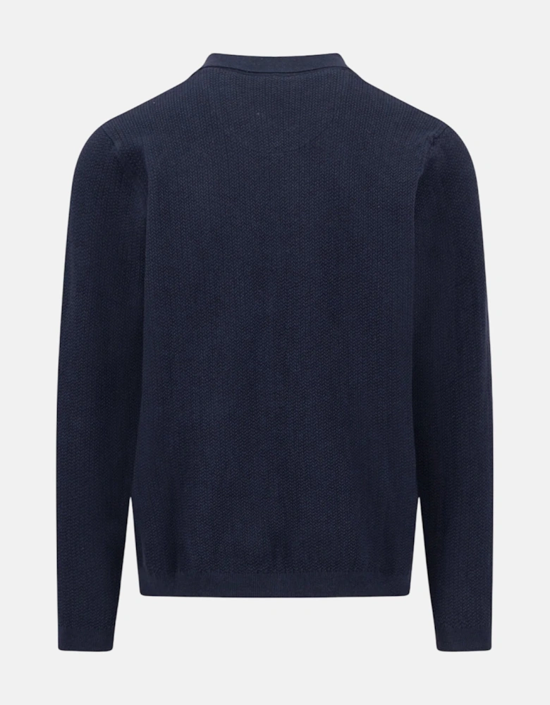 Polo Collar Structured Cardigan Navy