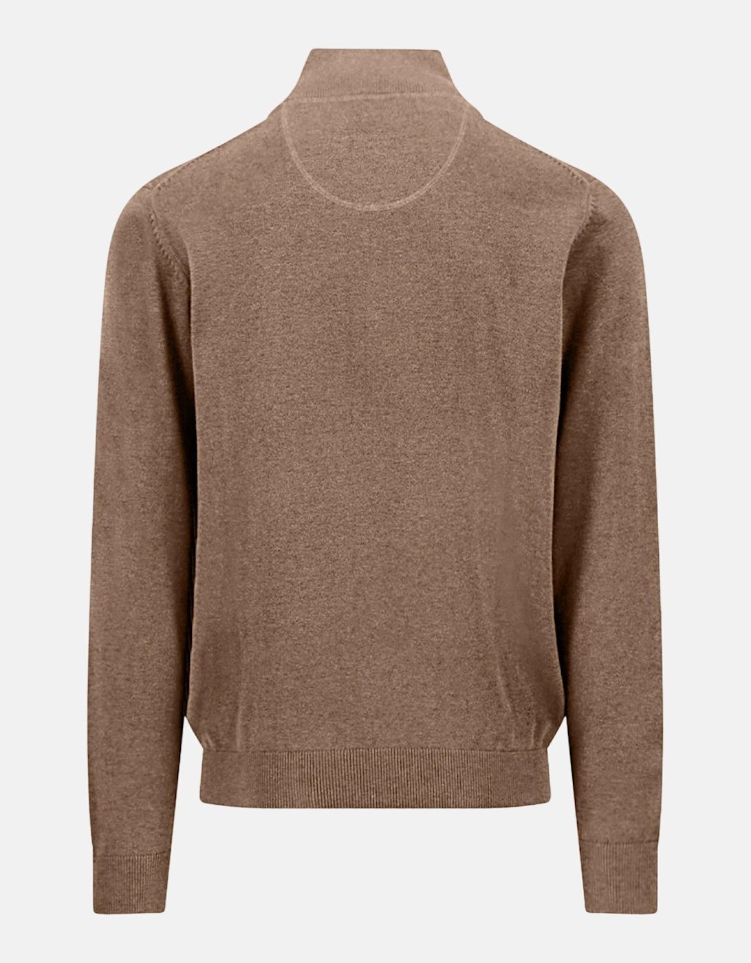 Fine Knit Cotton 1/4 Zip Sweater Affogato