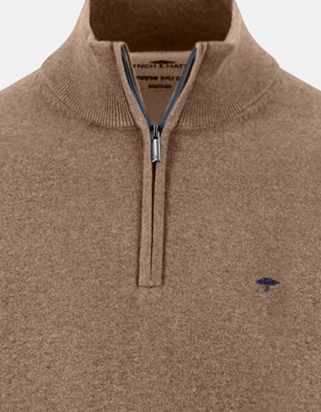 Fine Knit Cotton 1/4 Zip Sweater Affogato