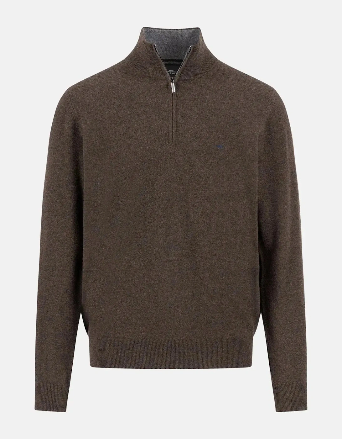 Fine Knit Cotton 1/4 Zip Sweater Dark Chocolate, 4 of 3
