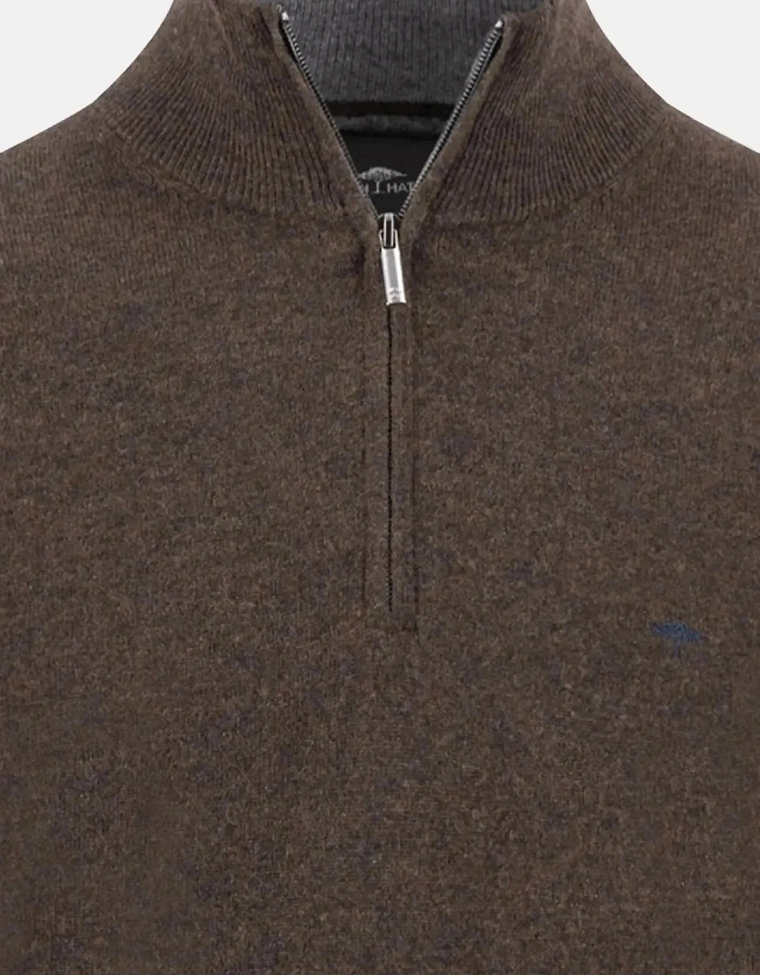 Fine Knit Cotton 1/4 Zip Sweater Dark Chocolate