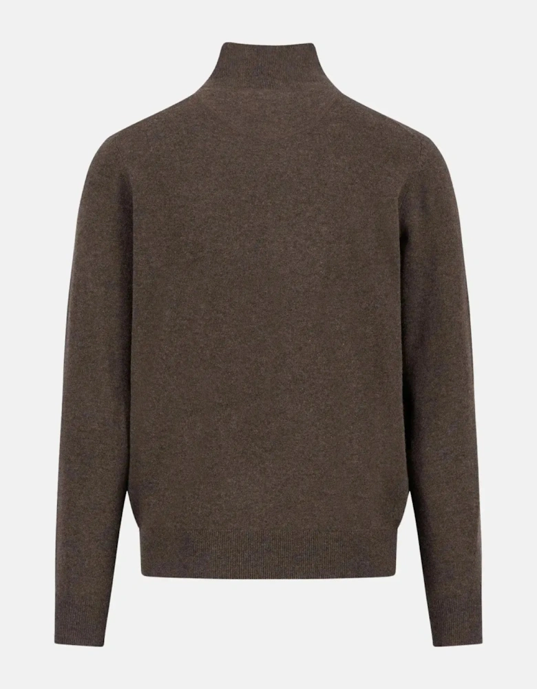 Fine Knit Cotton 1/4 Zip Sweater Dark Chocolate