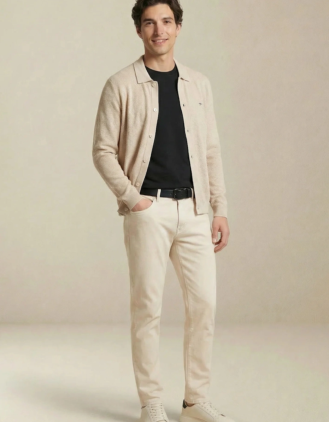 Polo Collar Structured Cardigan New Off-White