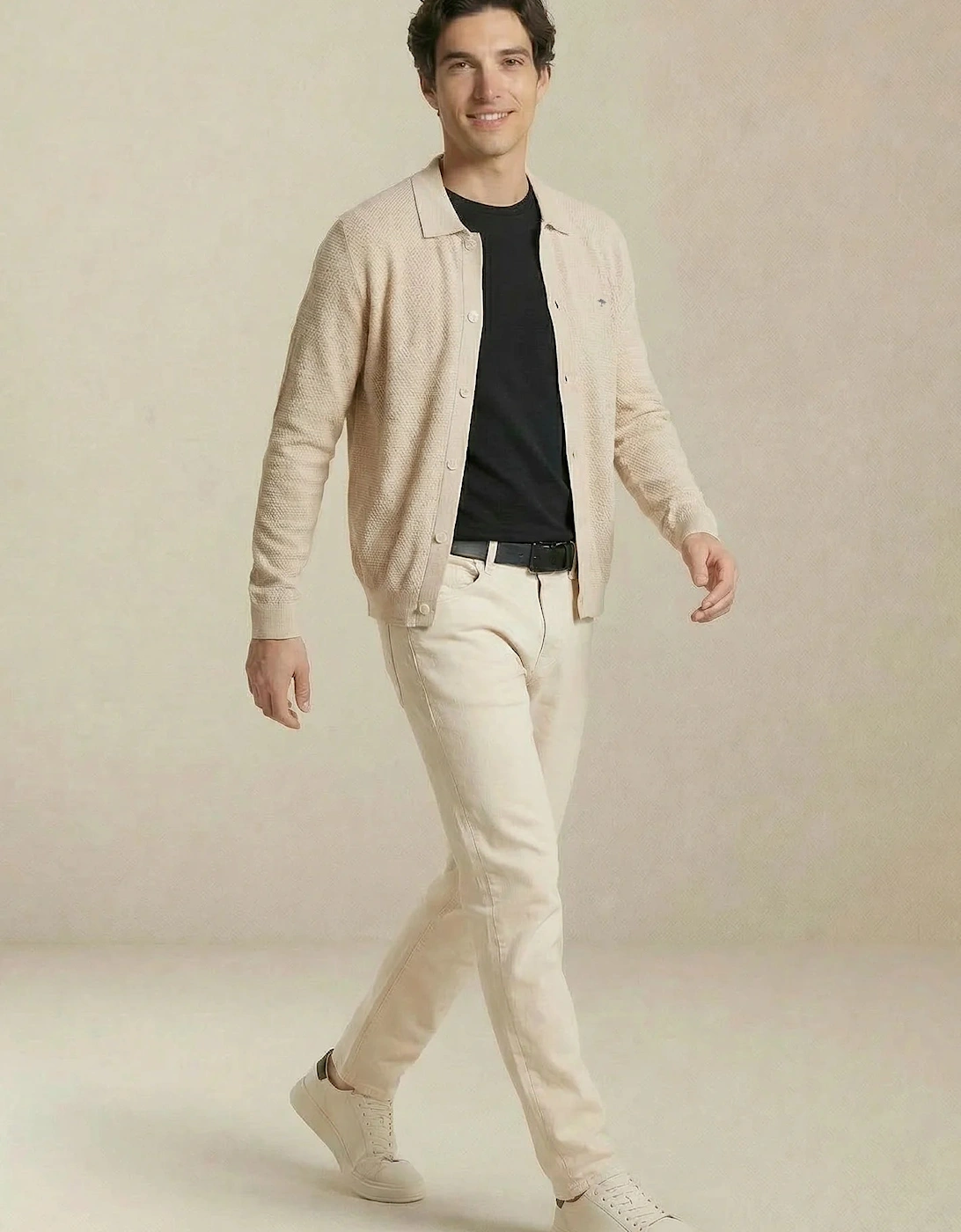 Polo Collar Structured Cardigan New Off-White