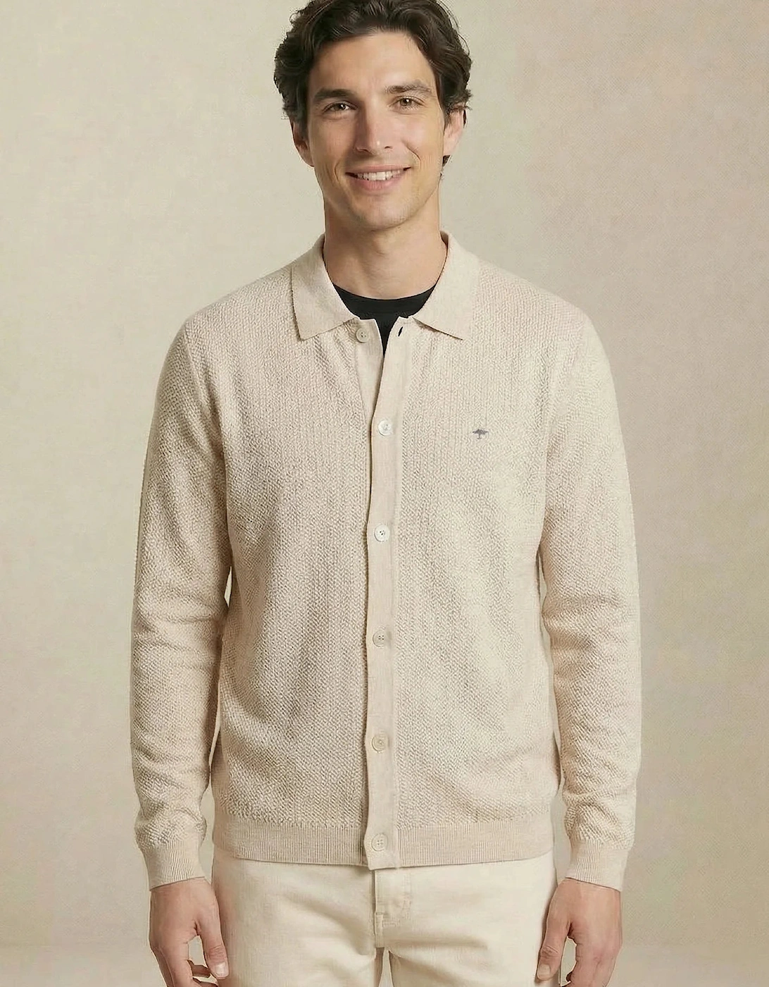 Polo Collar Structured Cardigan New Off-White