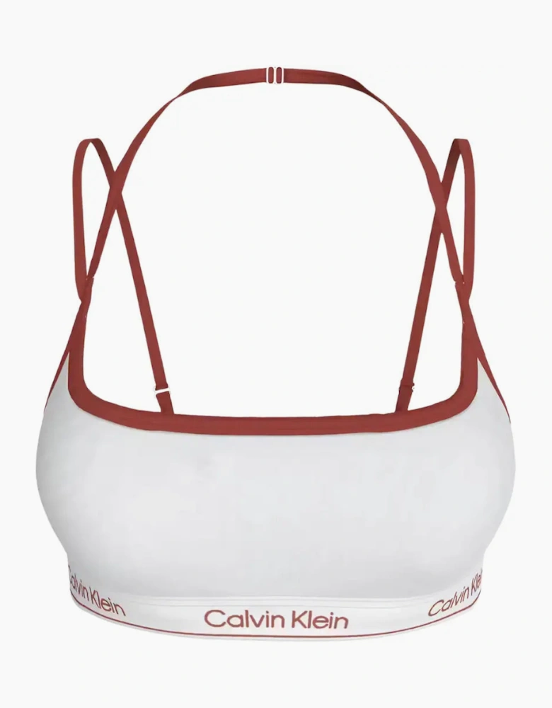 Retro Binding Unlined Bralette, White