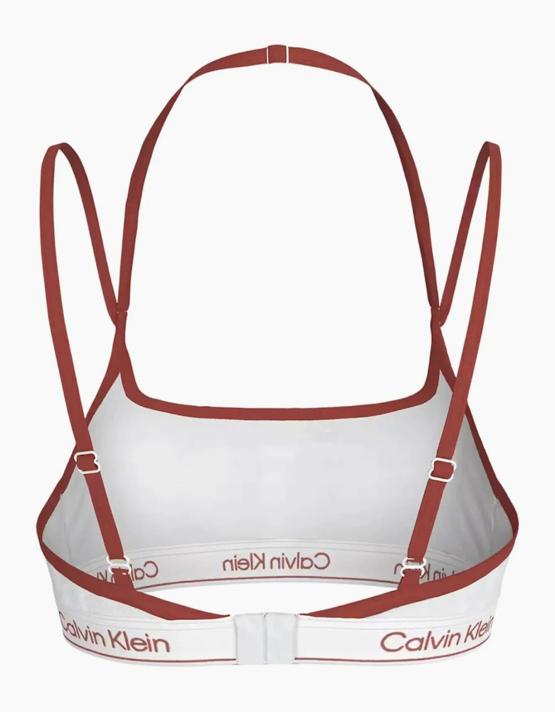 Retro Binding Unlined Bralette, White