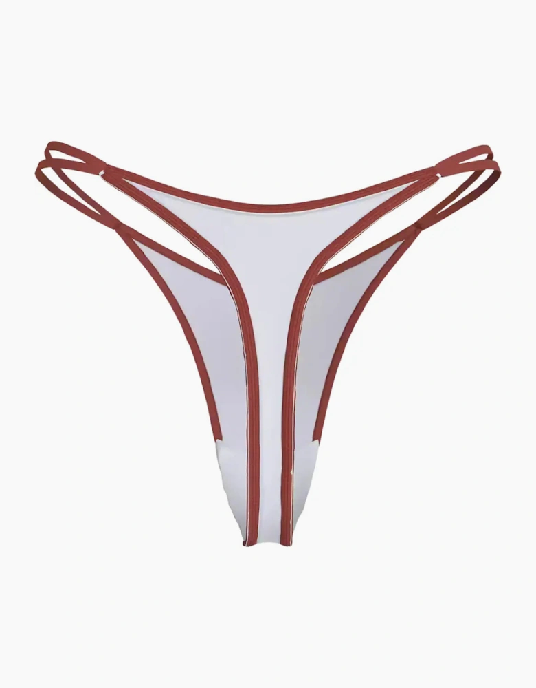 Retro Binding String Thong, White