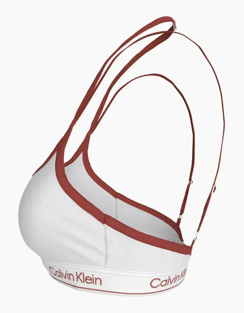 Retro Binding Unlined Bralette, White