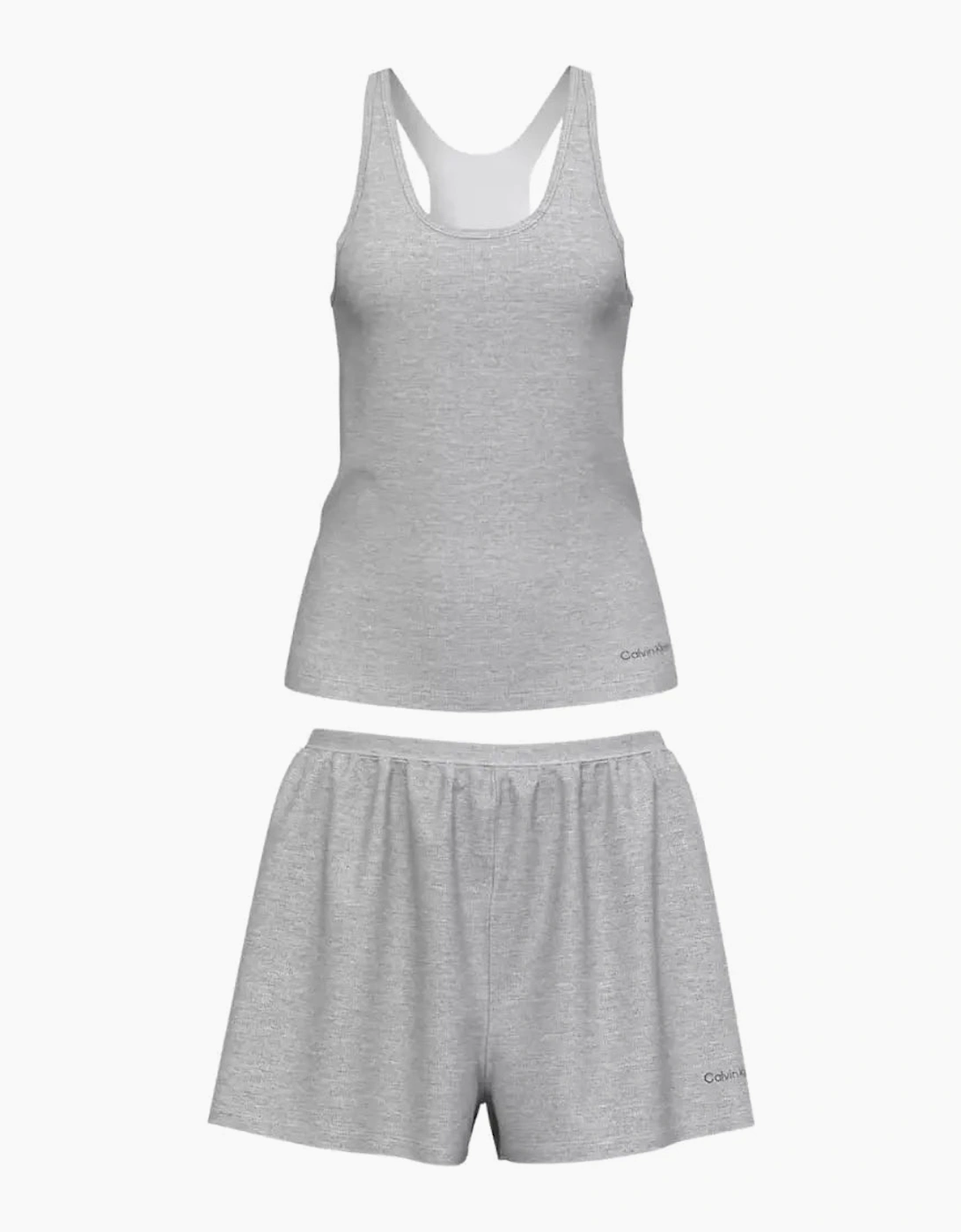 Tissue Waffle Tank & Shorts Pyjama Set, Grey Heather