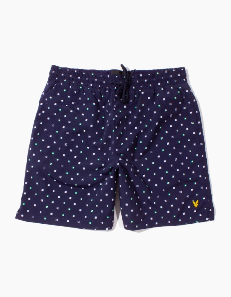 Lyle & Scott Navy Square Print Swim Shorts