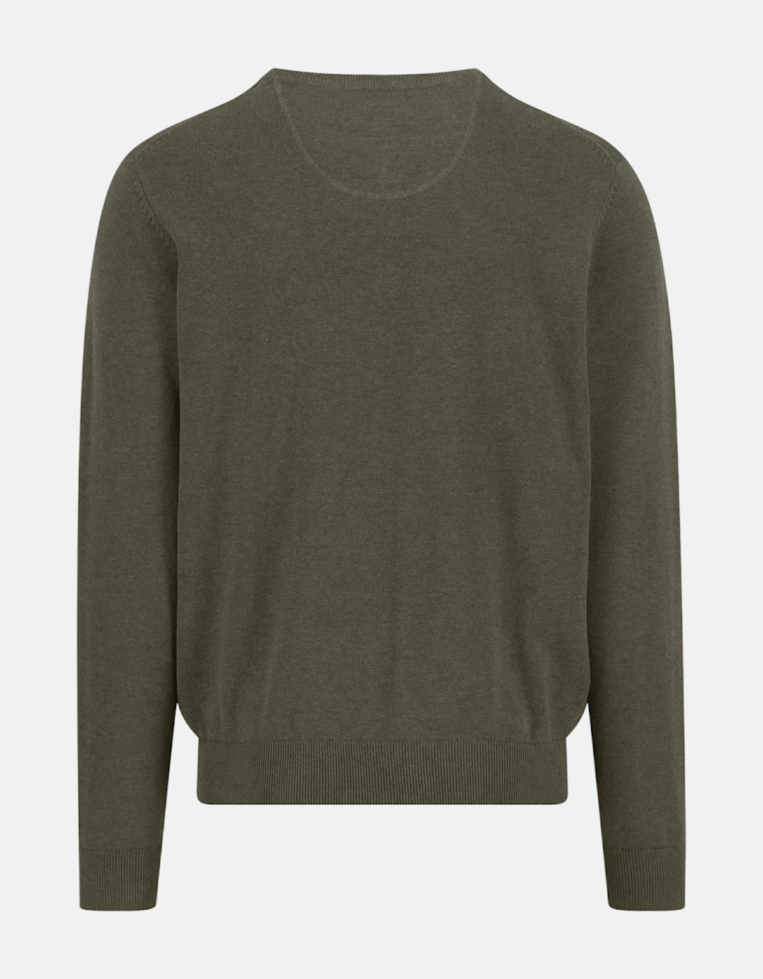 Fine Knit Cotton Crewneck Sweater Dark Khaki