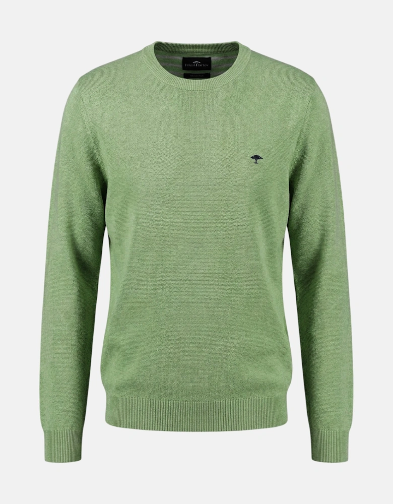 Fine Knit Air Cotton Crewneck Sweater Avocado