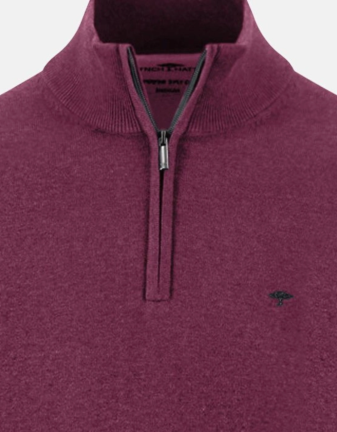 Fine Knit Cotton 1/4 Zip Sweater Deep Merlot