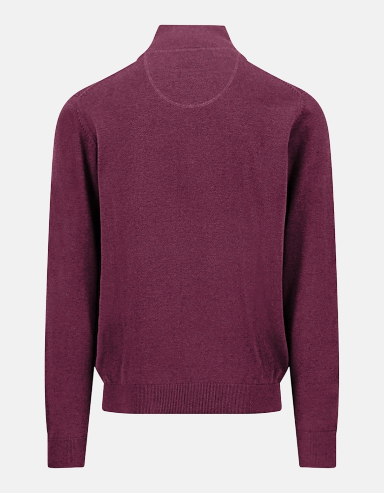 Fine Knit Cotton 1/4 Zip Sweater Deep Merlot