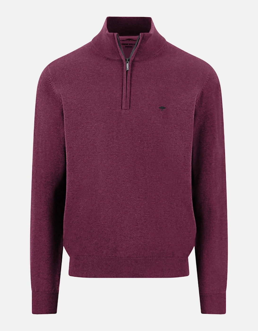 Fine Knit Cotton 1/4 Zip Sweater Deep Merlot, 4 of 3
