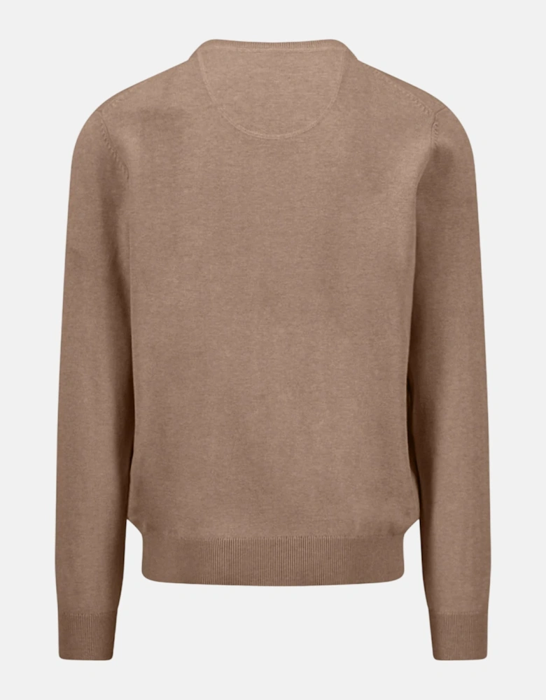 Fine Knit Cotton Crewneck Sweater Affogato