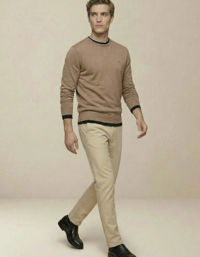 Fine Knit Cotton Crewneck Sweater Affogato