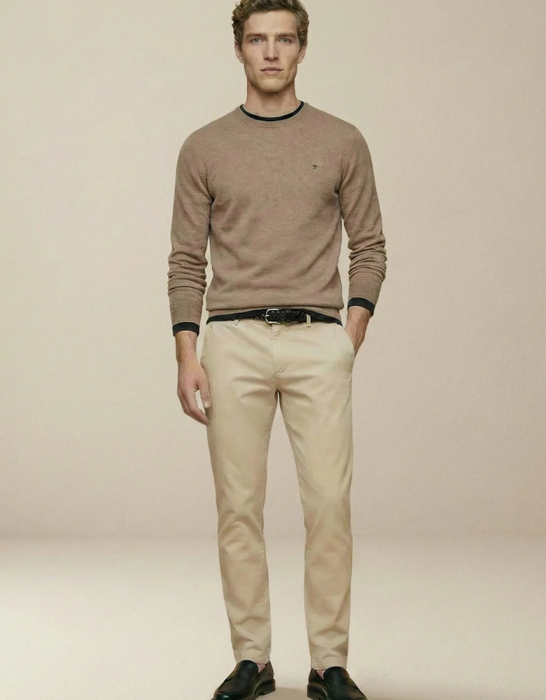 Fine Knit Cotton Crewneck Sweater Affogato