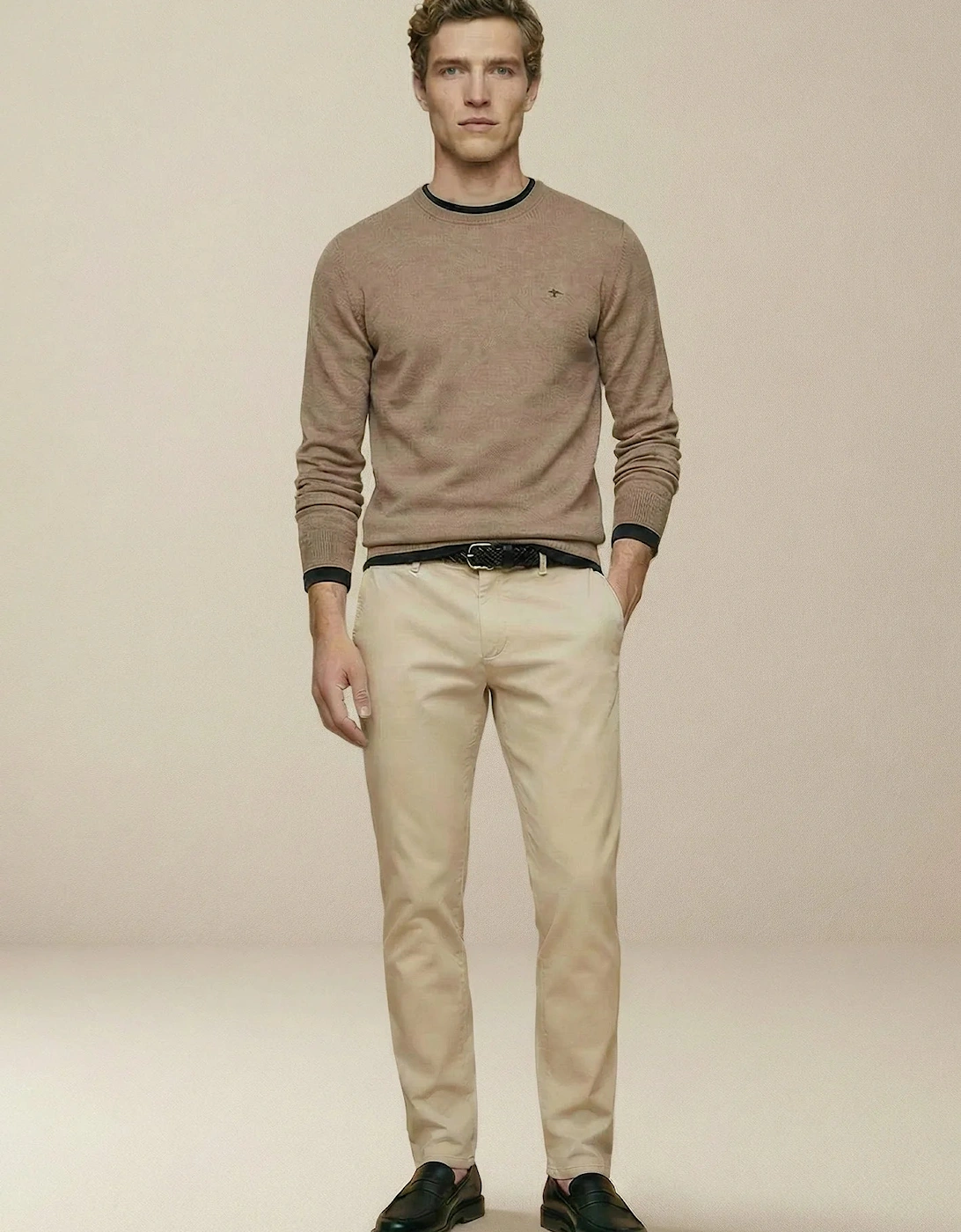 Fine Knit Cotton Crewneck Sweater Affogato