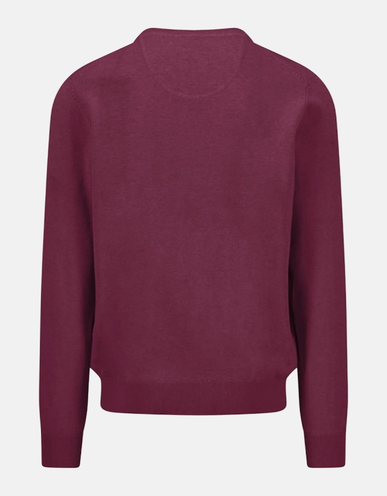 Fine Knit Cotton Crewneck Sweater Deep Merlot