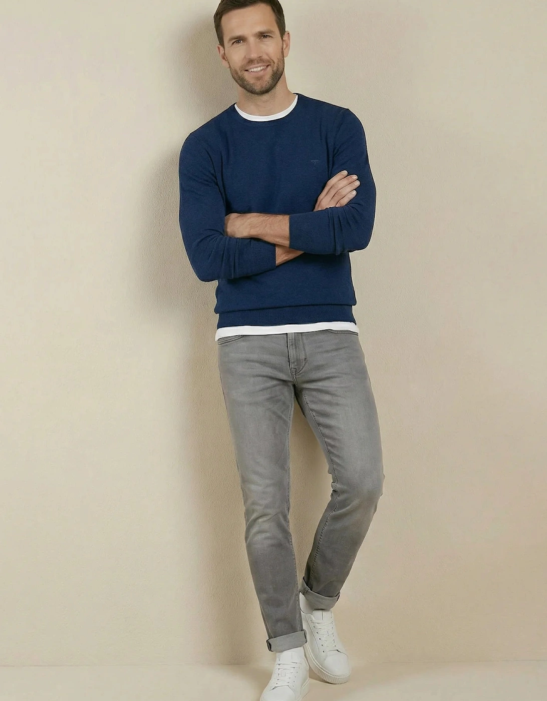 Fine Knit Air Cotton Crewneck Sweater Midnight