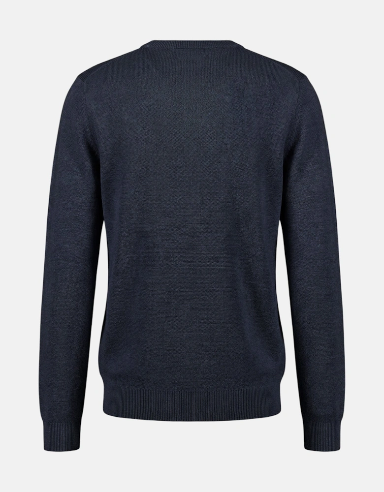 Fine Knit Air Cotton Crewneck Sweater Navy