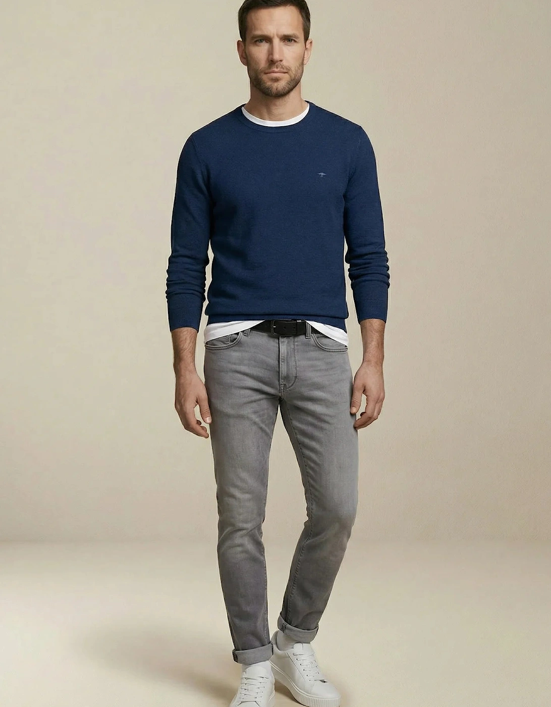Fine Knit Air Cotton Crewneck Sweater Midnight