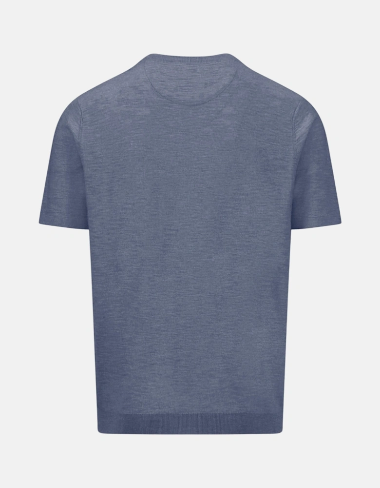 Cotton Linen Fine Knit T-Shirt Horizon