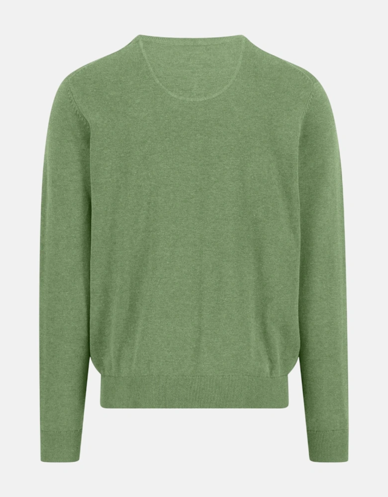 Fine Knit Cotton Crewneck Sweater Avocado