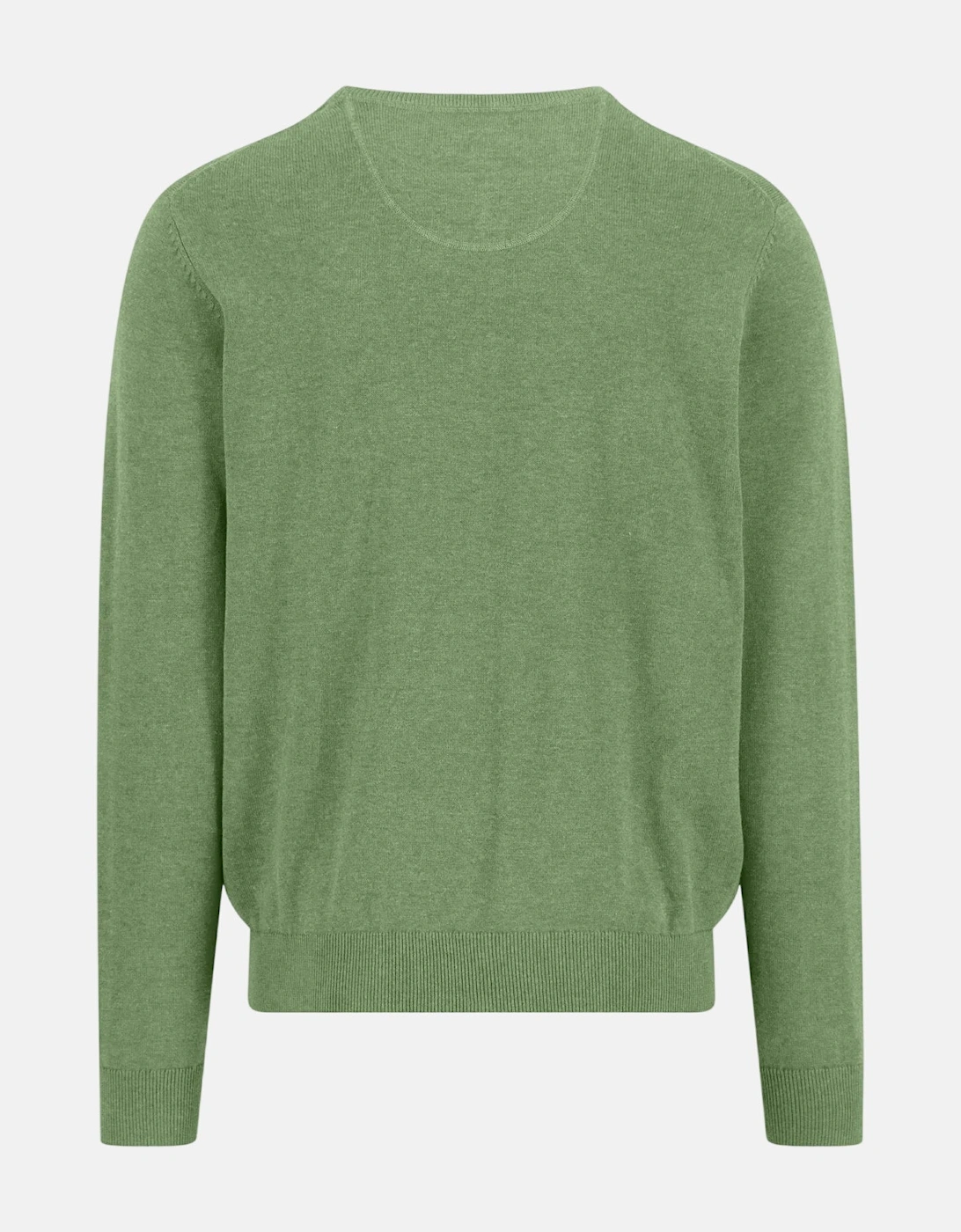 Fine Knit Cotton Crewneck Sweater Avocado