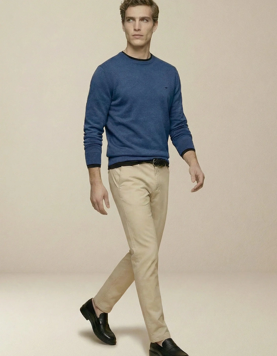 Fine Knit Cotton Crewneck Sweater Midnight