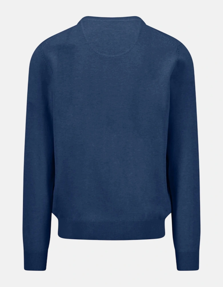 Fine Knit Cotton Crewneck Sweater Midnight