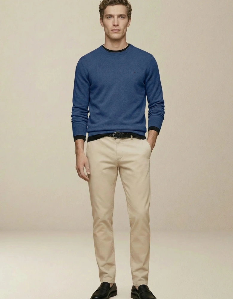 Fine Knit Cotton Crewneck Sweater Midnight