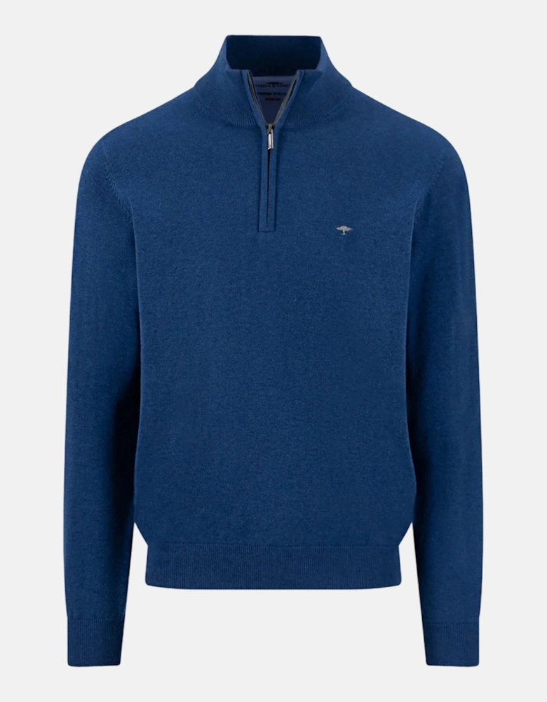 Fine Knit Cotton 1/4 Zip Sweater Midnight