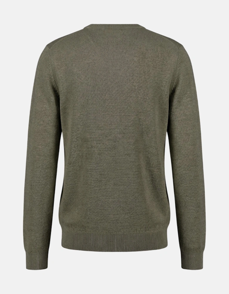 Fine Knit Air Cotton Crewneck Sweater Dark Khaki