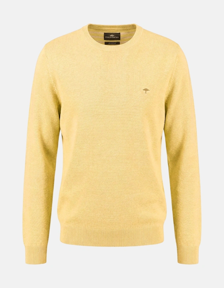 Fine Knit Air Cotton Crewneck Sweater Pale Yellow