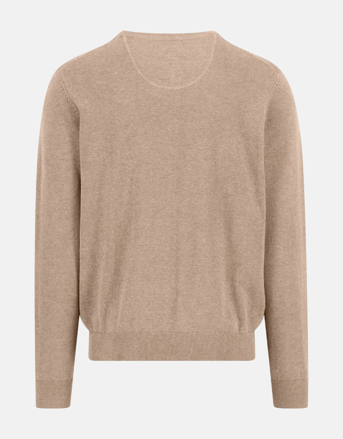 Fine Knit Cotton Crewneck Sweater Taupe
