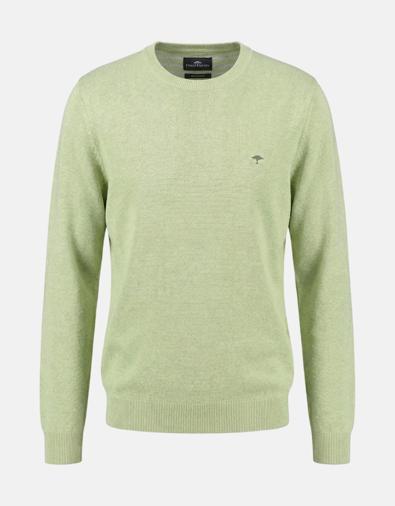 Fine Knit Air Cotton Crewneck Sweater Pear