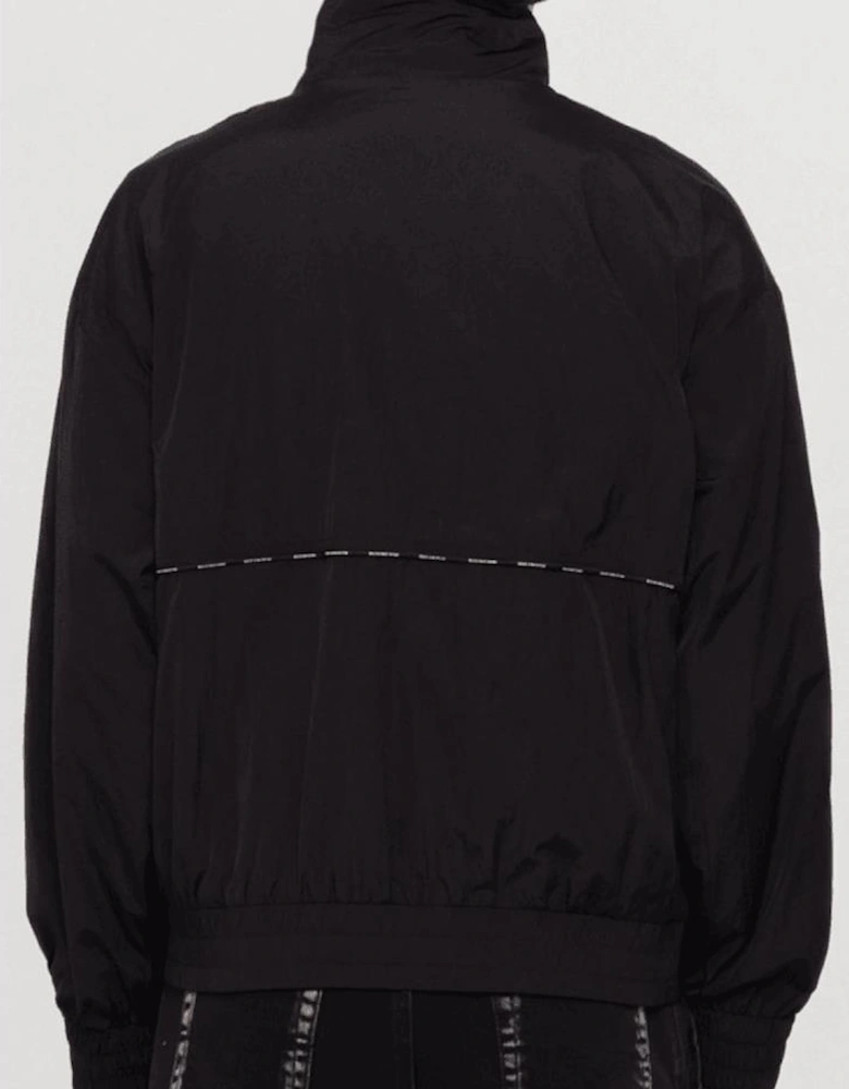 Piping Logo Black Windbreaker Jacket