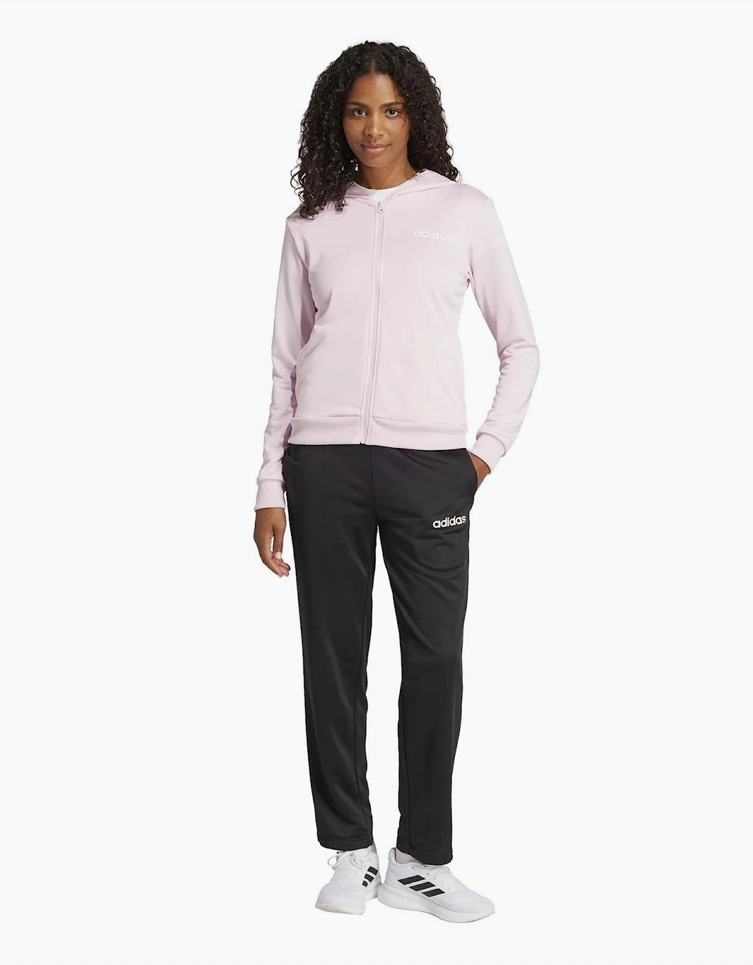Adidas Women's  Essentials Linear Hooded Tracksuit Pink/Black