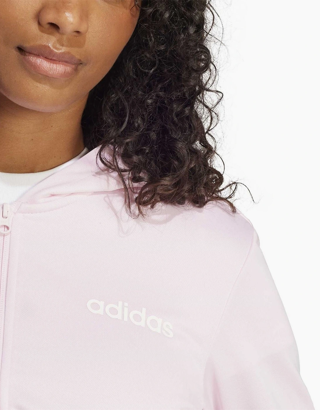Adidas Women's  Essentials Linear Hooded Tracksuit Pink/Black