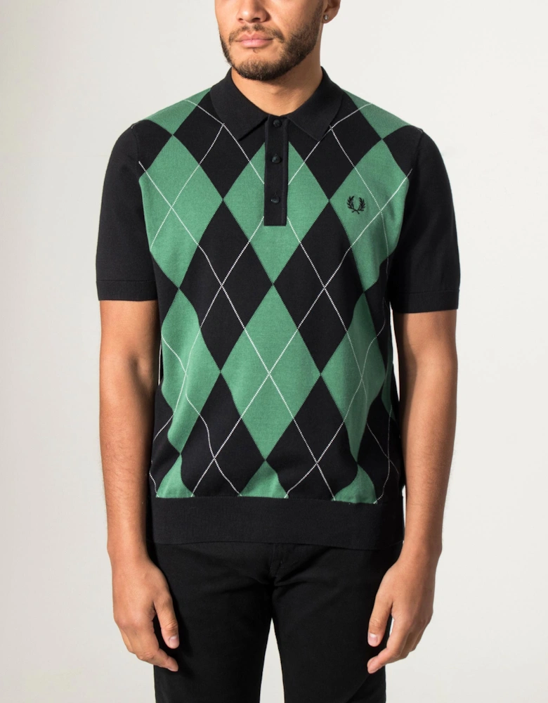 Regular Fit Argyle Knitted Polo Shirt