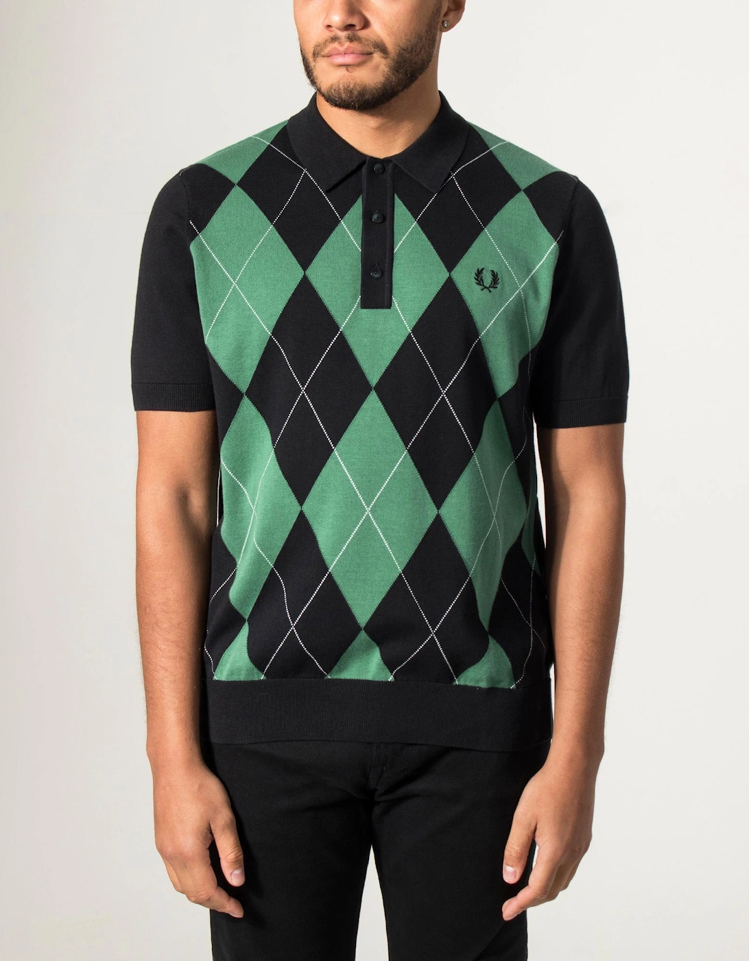 Regular Fit Argyle Knitted Polo Shirt