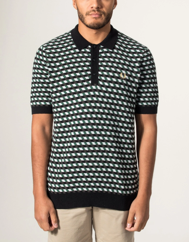 Regular Fit Geometric Knitted Polo Shirt