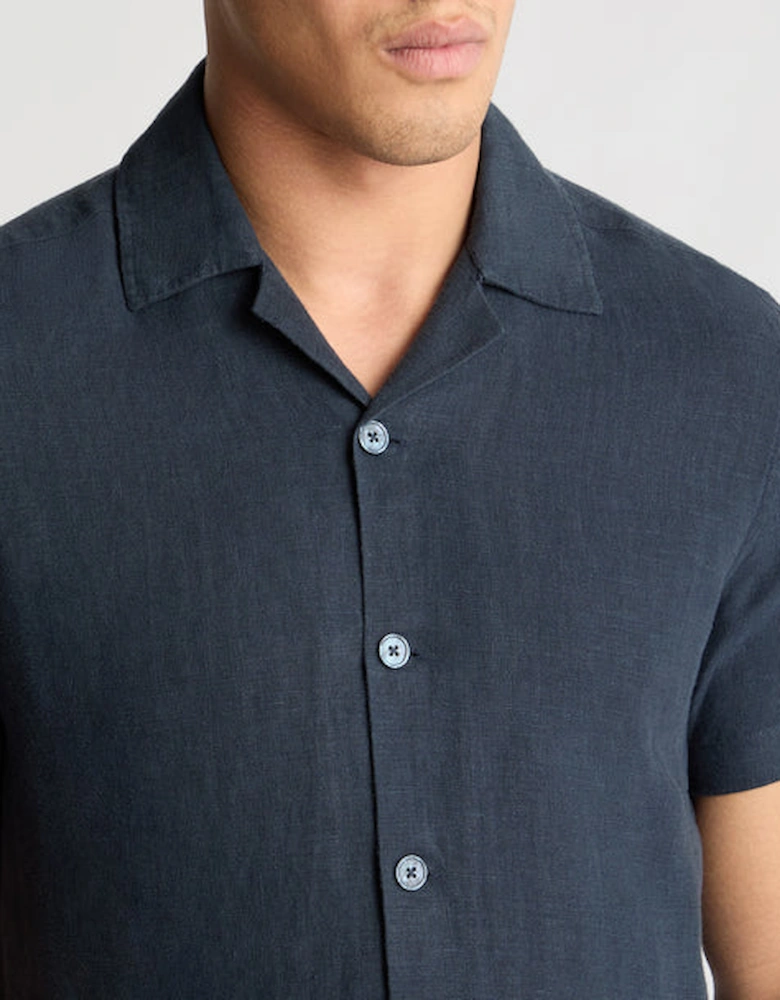 Remus Uomo SS Linen Shirt 29 Navy