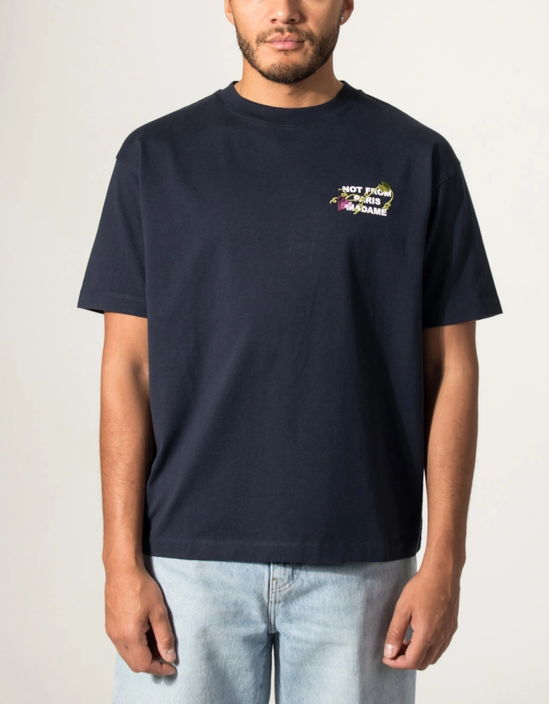 Relaxed Fit Vine Embroidered Slogan T-shirt