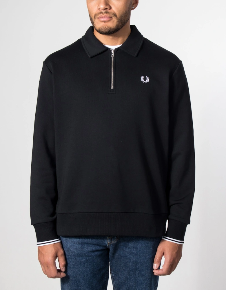 Regular Fit Collared Quarter Zip Sweatshirt